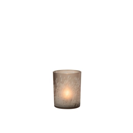 Photophore en verre beige 10x10x12.5 cm