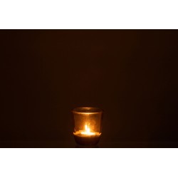 Photophore en verre vert 9x9x9 cm