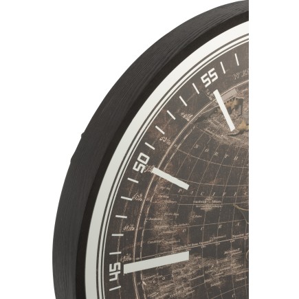 Horloge ronde en bois noir 80x80x8 cm