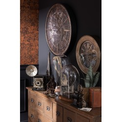 Horloge ronde en bois noir 80x80x8 cm
