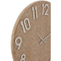 Reloj redondo de ratán de madera natural de 92x92x4 cm