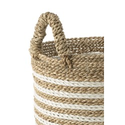 Set de 3 paniers rayés en raphia blanc et naturel D31 à D42cm