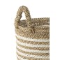 Set de 3 paniers rayés en raphia blanc et naturel D31 à D42cm Set de 3 paniers rayés en raphia blanc et naturel D31 à D42cm