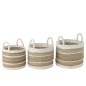 Set de 3 paniers rayés en raphia blanc et naturel D35 à D42cm Set de 3 paniers rayés en raphia blanc et naturel D35 à D42cm
