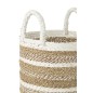 Set de 3 paniers rayés en raphia blanc et naturel D35 à D42cm Set de 3 paniers rayés en raphia blanc et naturel D35 à D42cm