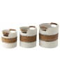 Set de 3 paniers rayés en raphia noir et naturel D31 à 40cm Set de 3 paniers rayés en raphia noir et naturel D31 à 40cm
