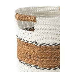 Set de 3 paniers rayés en raphia noir et naturel D31 à 40cm