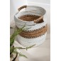 Set de 3 paniers rayés en raphia noir et naturel D31 à 40cm Set de 3 paniers rayés en raphia noir et naturel D31 à 40cm