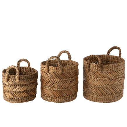 Set de 3 paniers tressés en raphia naturel D27 à 47cm
