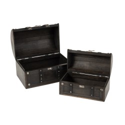 Set de 2 malles en bois noir 36x26x23.5 cm