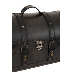 Set de 2 malles en bois noir 36x26x23.5 cm