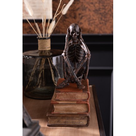 Set de 3 squelettes de la sagesse en résine bronze 18x13x23 cm