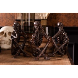 Set de 3 squelettes de la sagesse en résine bronze 18x13x23 cm