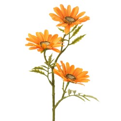 Fleur de paquerette en plastique orange 11x11x45 cm