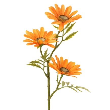 Fleur de paquerette en plastique orange 11x11x45 cm