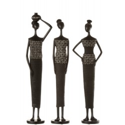 3 figurines d’africaines en résine noire