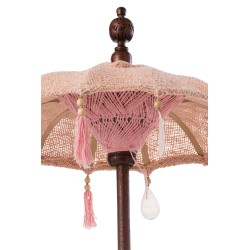 Parasol avec pied et floches en bois saumon 57x57x51 cm