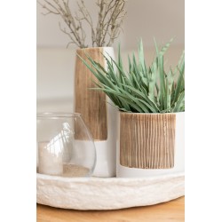 Cache-pot rond en céramique blanc 12x12x13 cm