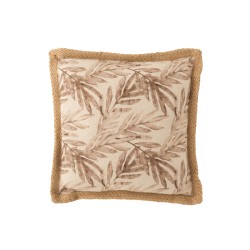 Coussin carré avec motifs en coton beige 49x49cm