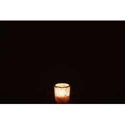 Photophore en verre rose 5.5x5.5x6 cm
