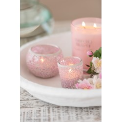 Photophore en verre rose 5.5x5.5x6 cm