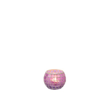 Photophore en verre mauve 10x10x8 cm