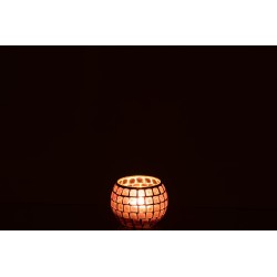 Photophore en verre mauve 10x10x8 cm