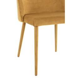 Chaise 4 pieds en métal et textile ocre 58x51x80 cm