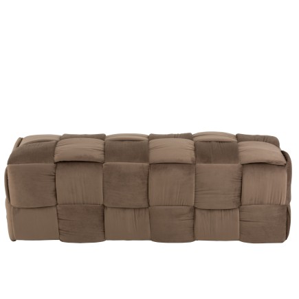 Pouf 3 places en textile Marron 120x42x38cm