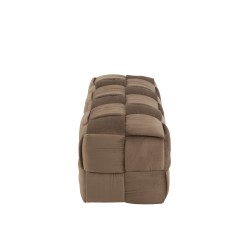 Pouf 3 places en textile Marron 120x42x38cm