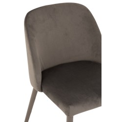 Chaise 4 pieds en métal et textile gris 58x51x80 cm