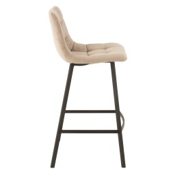 Chaise de bar en métal noir et textile beige 47x43x95 cm