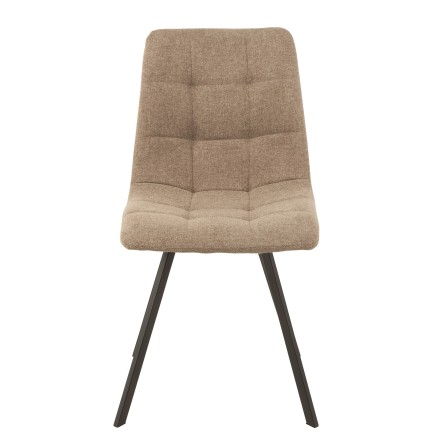 Silla cómoda de metal negro y textil beige de 55x47x82 cm