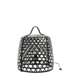 Lampe basse ronde en bambou noir