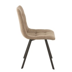Chaise confort en métal noir et textile beige 55x47x82 cm