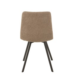 Chaise confort en métal noir et textile beige 55x47x82 cm