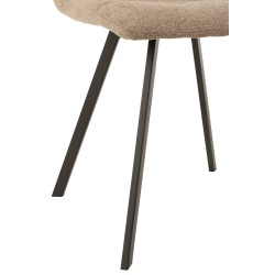 Chaise confort en métal noir et textile beige 55x47x82 cm