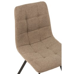 Chaise confort en métal noir et textile beige 55x47x82 cm