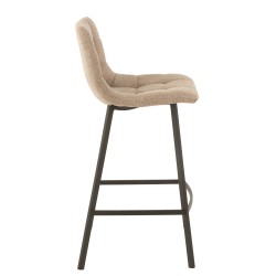 Chaise de bar en métal noir et textile beige 47x43x95 cm