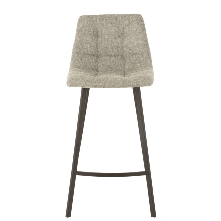 Chaise de bar en métal noir et textile gris 43x45x97 cm