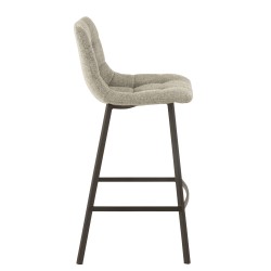 Chaise de bar en métal noir et textile gris 43x45x97 cm