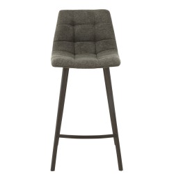Chaise de bar en métal noir et textile gris 47x43x95 cm