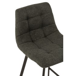 Chaise de bar en métal noir et textile gris 47x43x95 cm