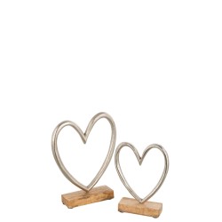 Coeur en aluminium argent sur pied