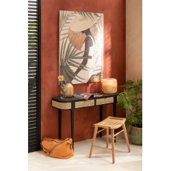 Tableau avec femme en toile beige 90x120cm