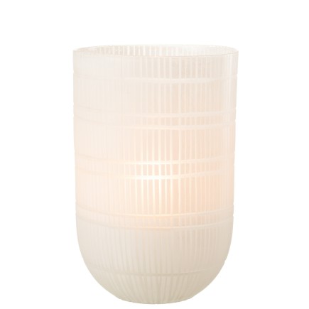 Vase rond avec lignes en verre blanc 24x24x36cm