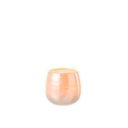 Vase ou photophore en verre orange rose 11x11x10cm