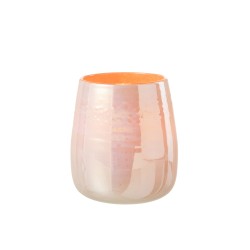 Vase ou photophore en verre orange rose 17x17x19cm