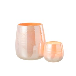Vase ou photophore en verre orange rose 17x17x19cm