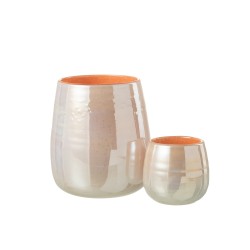 Vase ou photophore en verre orange rose 17x17x19cm